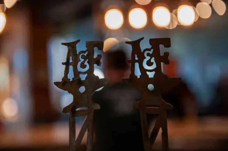 Anvil & Forge branded tap handles in the brewery