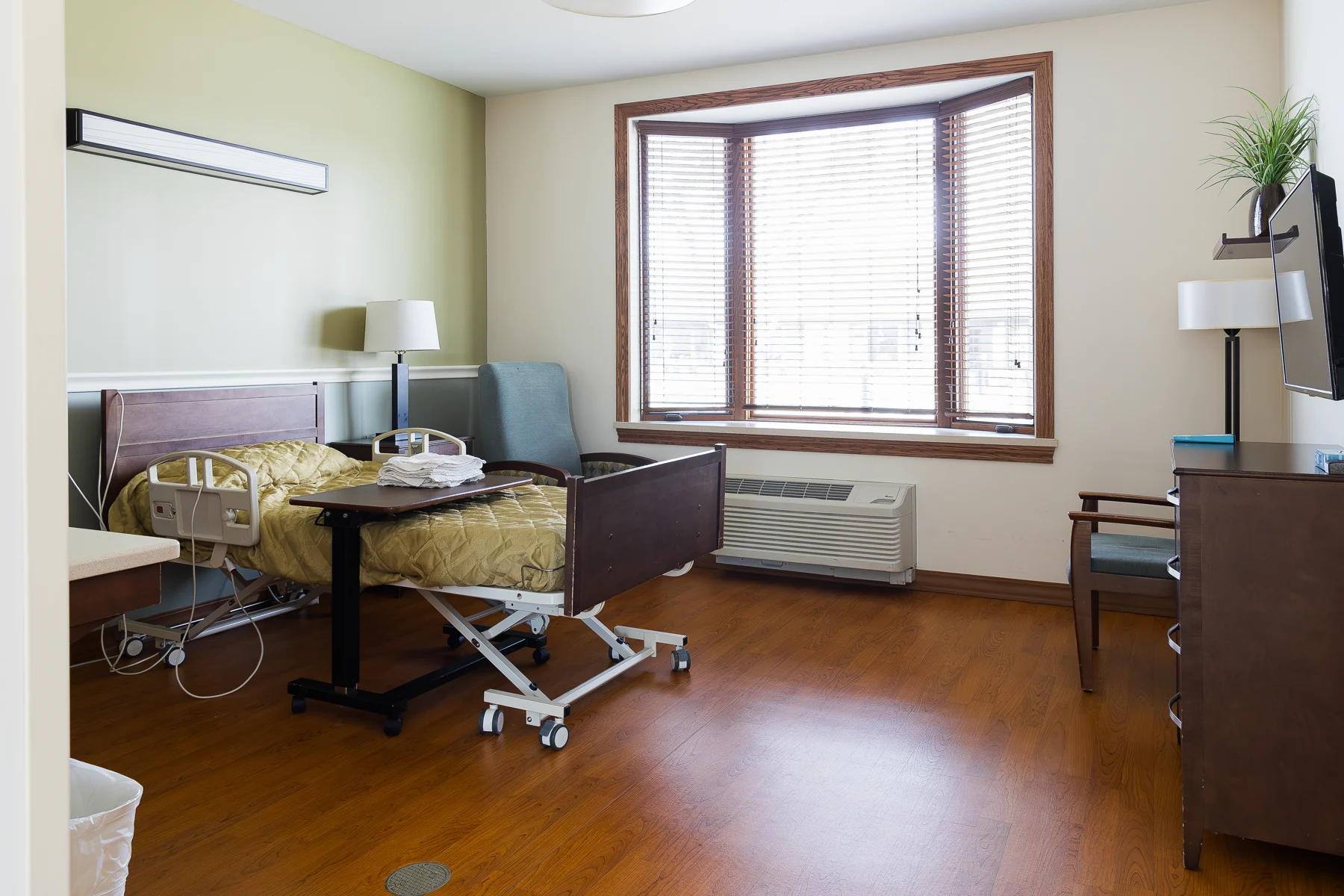 A bright private care suite at The Villas